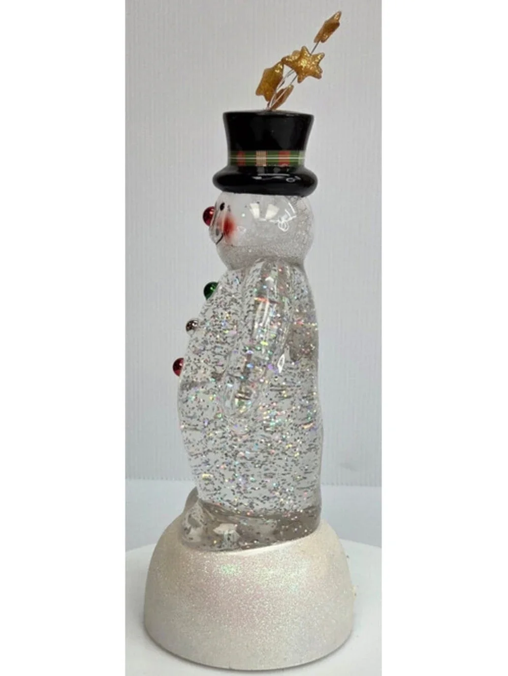 Vintage Animated Snowman Glitter Water Globe Light Up Self Shaking Xmas Decor